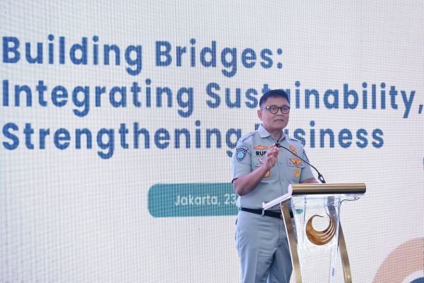 Plt Direktur Utama Jasa Raharja Rubi Handojo ketika memberikan sambutan pada Workshop TJSL 2025 diselenggarakan oleh Jasa Raharja 600